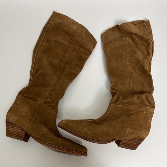 Free People Shoes - NWOT Free People Sway Low Brown Suede Knee-High Boots - 39/8.5